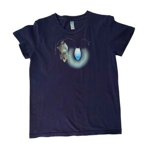 Shirt.Woot! Blue Whimsical Bat Graphic Dark Aesthetic‎ TShirt XL Bright Idea